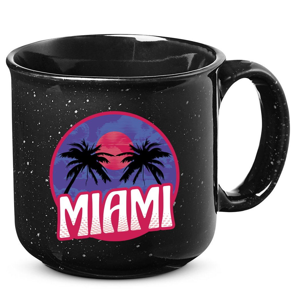 Retro Miami Sunset Palm Tree 15oz Campfire Ceramic Mug