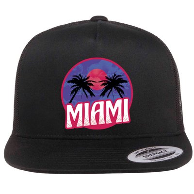 Retro Miami Sunset Palm Tree Flatbill Hat