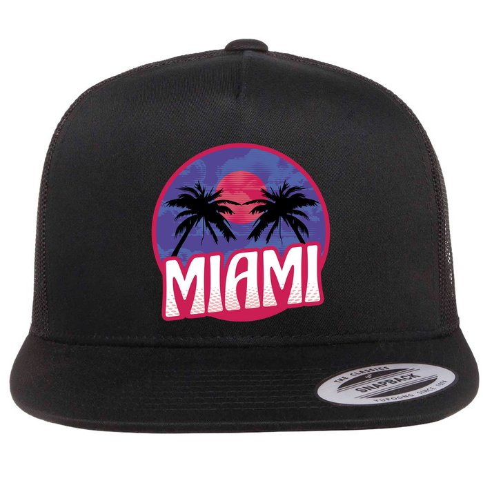 Retro Miami Sunset Palm Tree Flatbill Hat