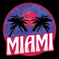 Retro Miami Sunset Palm Tree Flatbill Hat