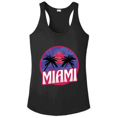 Retro Miami Sunset Palm Tree Ladies PosiCharge Competitor Racerback Tank