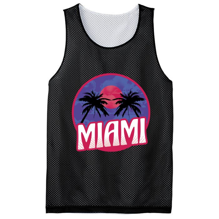 Retro Miami Sunset Palm Tree Mesh Reversible Basketball Jersey Tank