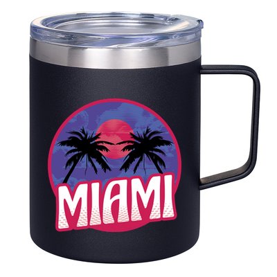 Retro Miami Sunset Palm Tree 12oz Stainless Steel Coffee Mug