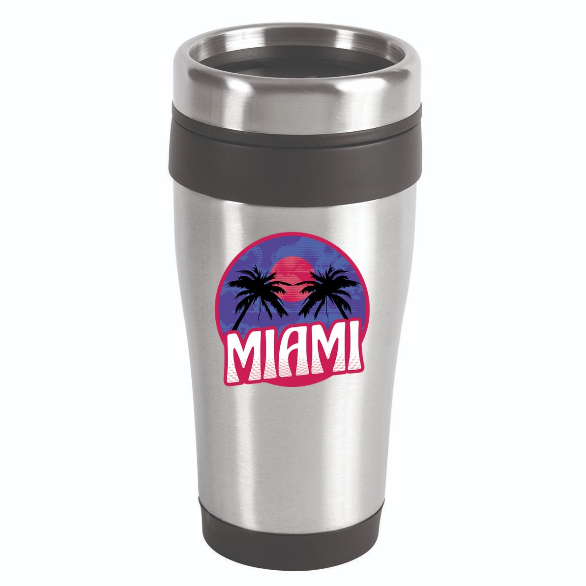 Retro Miami Sunset Palm Tree 16oz Travel Tumbler