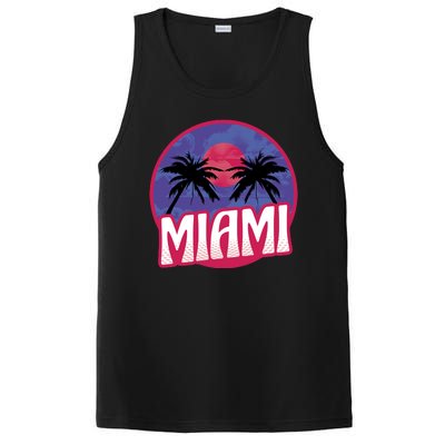 Retro Miami Sunset Palm Tree PosiCharge Competitor Tank