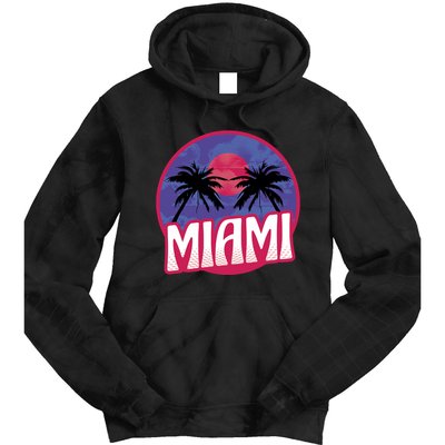 Retro Miami Sunset Palm Tree Tie Dye Hoodie