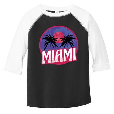 Retro Miami Sunset Palm Tree Toddler Fine Jersey T-Shirt