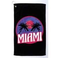 Retro Miami Sunset Palm Tree Golf Towel