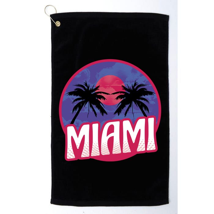 Retro Miami Sunset Palm Tree Golf Towel