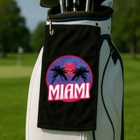 Retro Miami Sunset Palm Tree Golf Towel