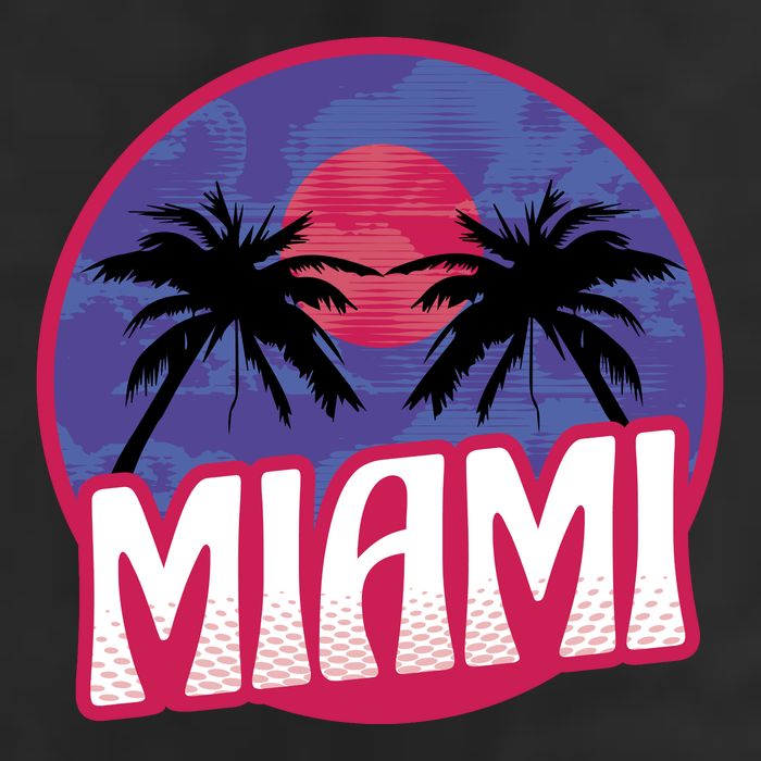Retro Miami Sunset Palm Tree Golf Towel