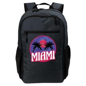 Retro Miami Sunset Palm Tree Daily Commute Backpack