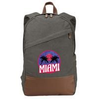 Retro Miami Sunset Palm Tree Cotton Canvas Backpack