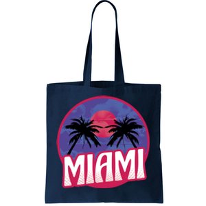 Retro Miami Sunset Palm Tree Tote Bag