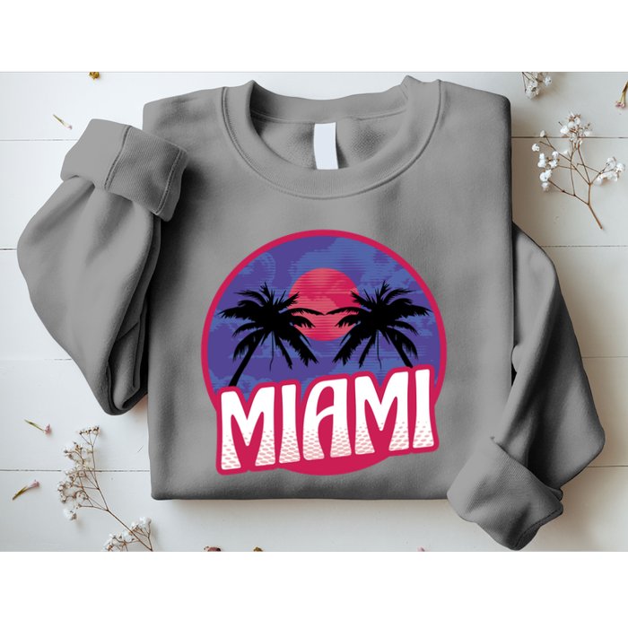 Retro Miami Sunset Palm Tree Sweatshirt