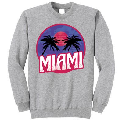 Retro Miami Sunset Palm Tree Tall Sweatshirt