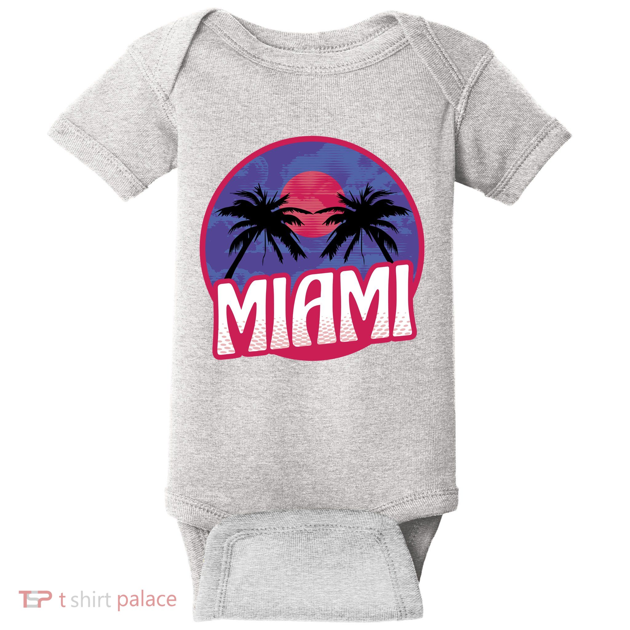 Retro Miami Sunset Palm Tree Baby Bodysuit