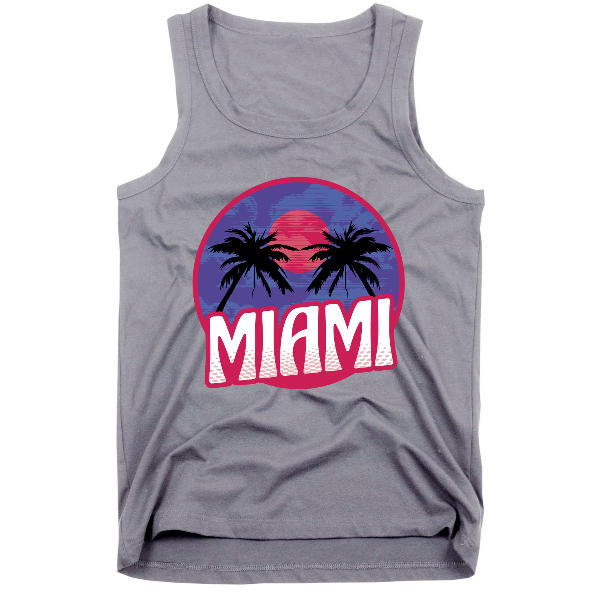 Retro Miami Sunset Palm Tree Tank Top