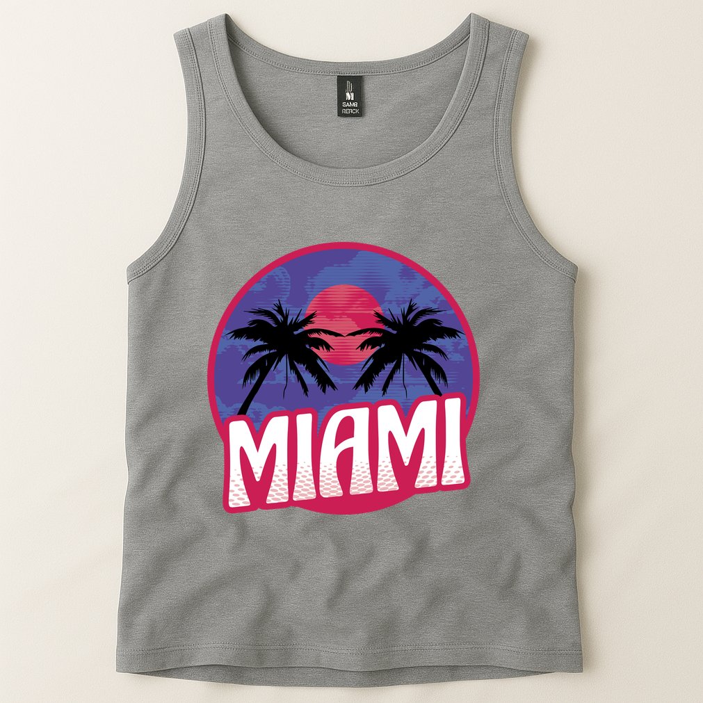 Retro Miami Sunset Palm Tree Tank Top