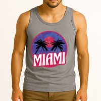 Retro Miami Sunset Palm Tree Tank Top
