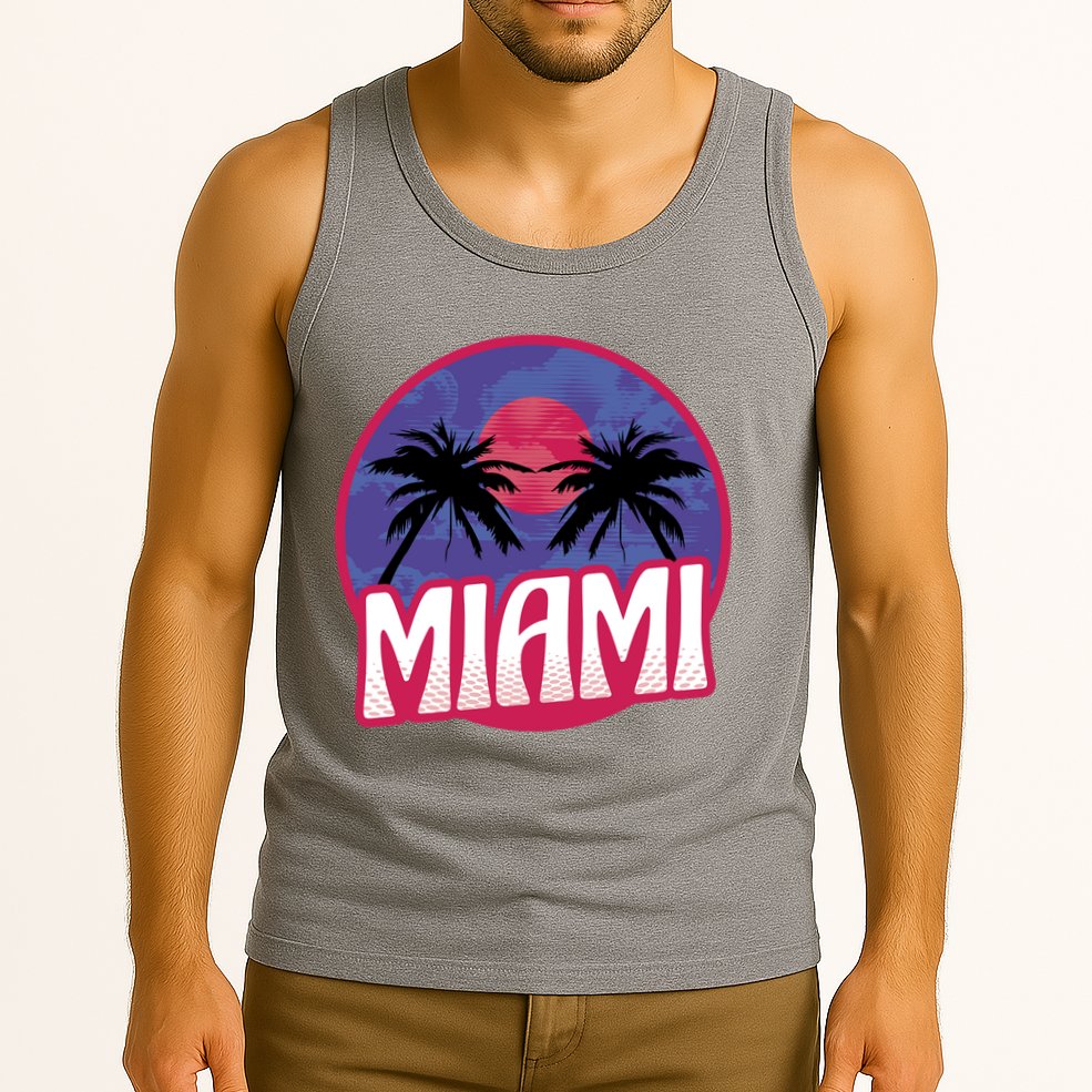 Retro Miami Sunset Palm Tree Tank Top
