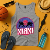 Retro Miami Sunset Palm Tree Tank Top