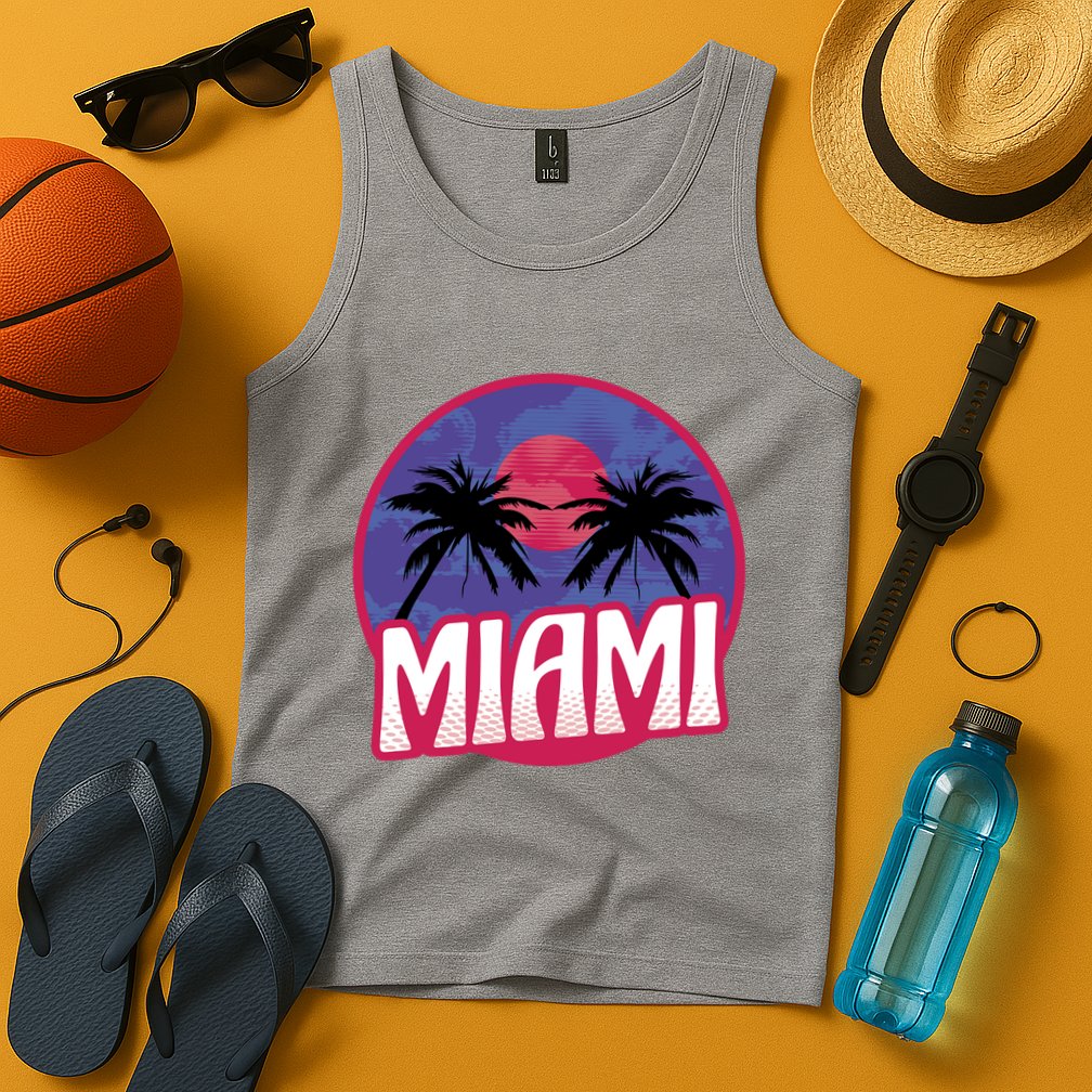 Retro Miami Sunset Palm Tree Tank Top