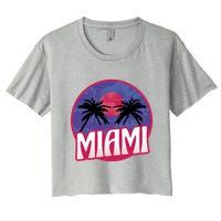 Retro Miami Sunset Palm Tree Crop Top