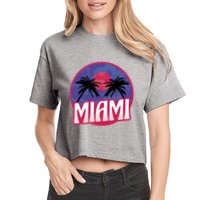 Retro Miami Sunset Palm Tree Crop Top