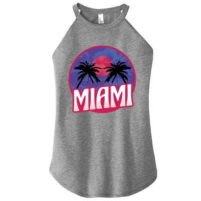 Retro Miami Sunset Palm Tree Women's Perfect Tri Rocker Tank