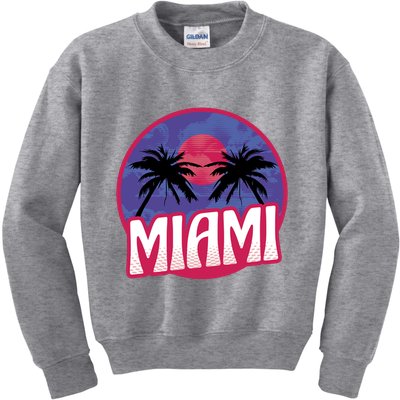 Retro Miami Sunset Palm Tree Kids Sweatshirt