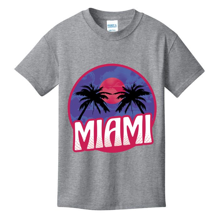 Retro Miami Sunset Palm Tree Kids T-Shirt