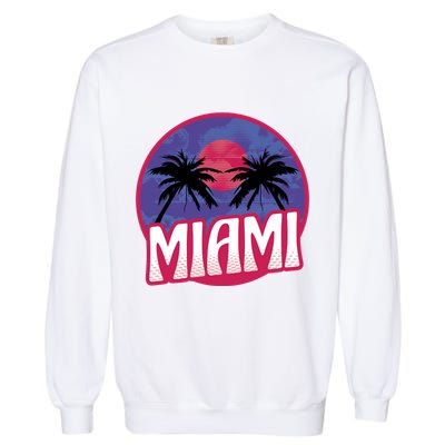 Retro Miami Sunset Palm Tree Garment-Dyed Sweatshirt