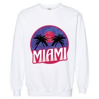 Retro Miami Sunset Palm Tree Garment-Dyed Sweatshirt