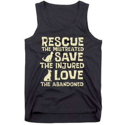 Rescue Mistreated Save Love Dog Cat Animal Pet Tank Top