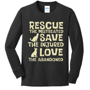 Rescue Mistreated Save Love Dog Cat Animal Pet Kids Long Sleeve Shirt