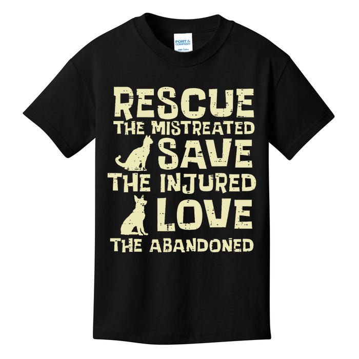 Rescue Mistreated Save Love Dog Cat Animal Pet Kids T-Shirt