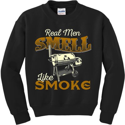 Real Men Smell Like Smoke Pitmaster BBQ Smoker Grilling Kids Sweatshirt