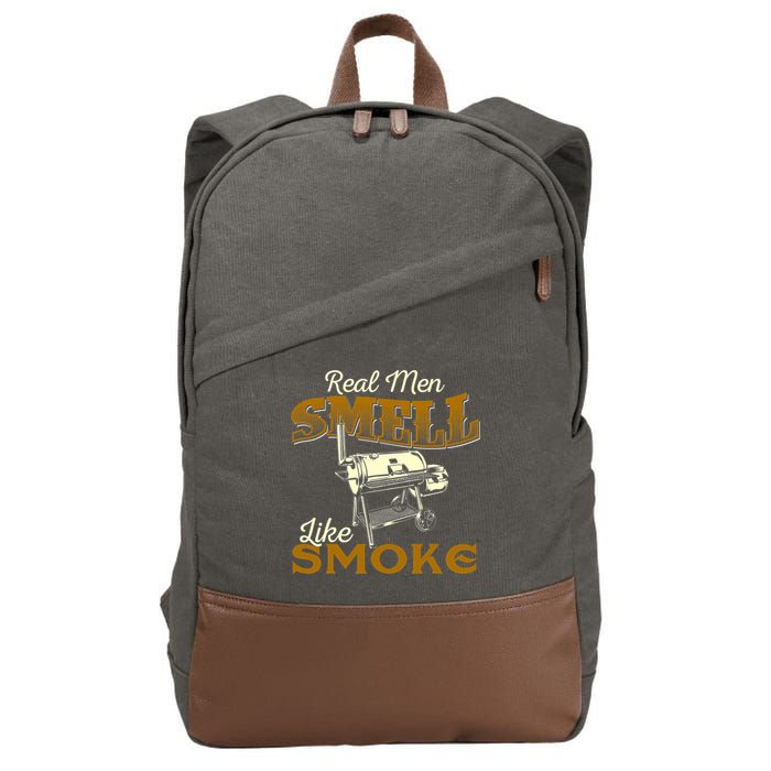 Real Men Smell Like Smoke Pitmaster BBQ Smoker Grilling Cotton Canvas Backpack