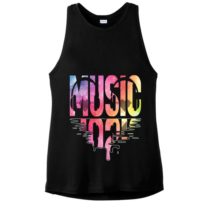 Retro Music Sunset Ladies PosiCharge Tri-Blend Wicking Tank