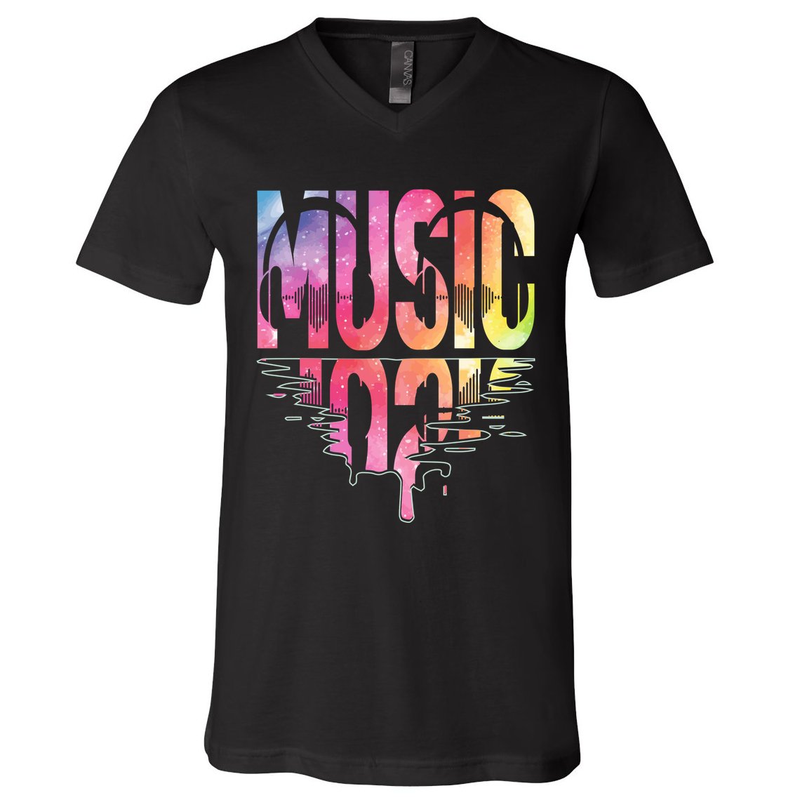 Retro Music Sunset V-Neck T-Shirt