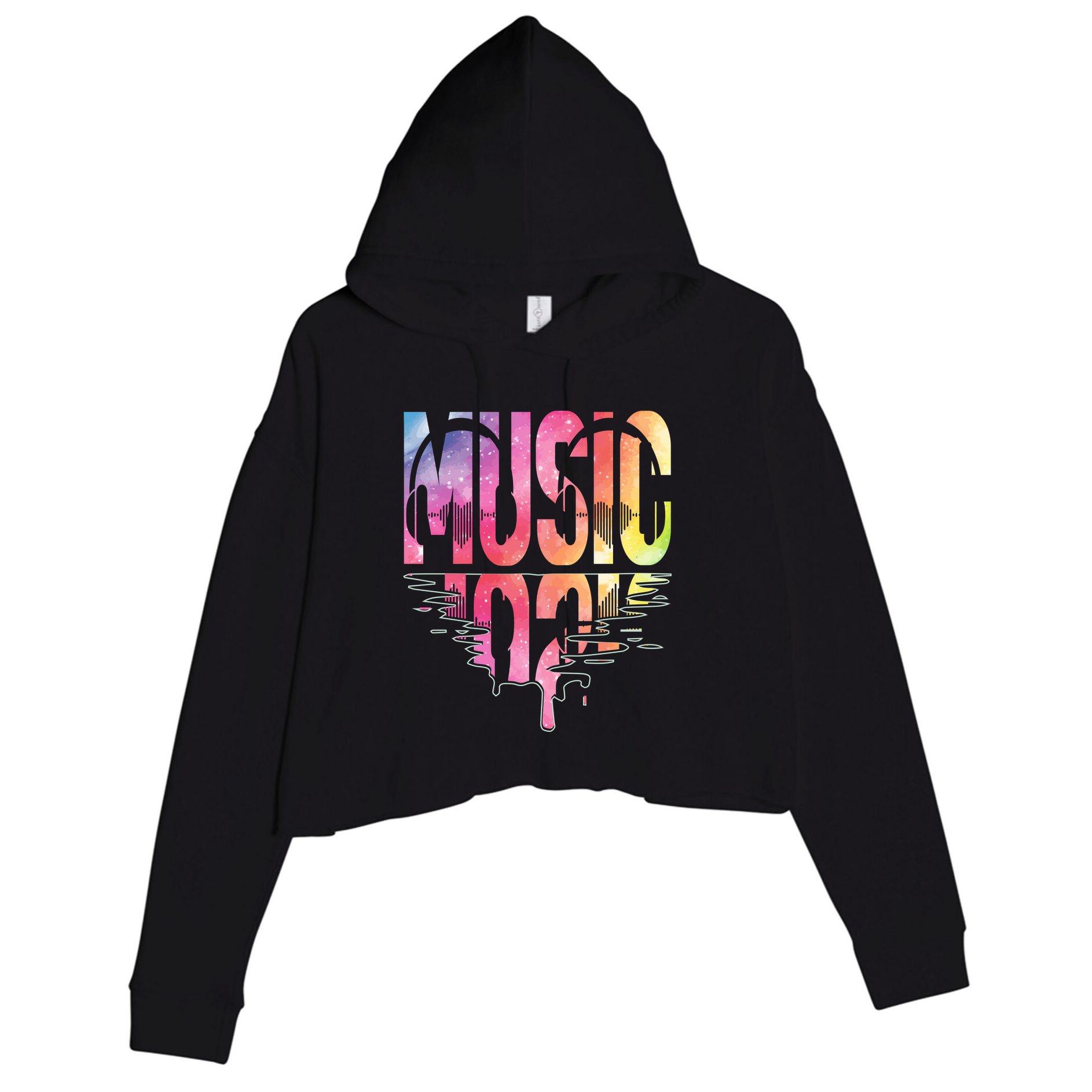 Retro Music Sunset Crop Fleece Hoodie