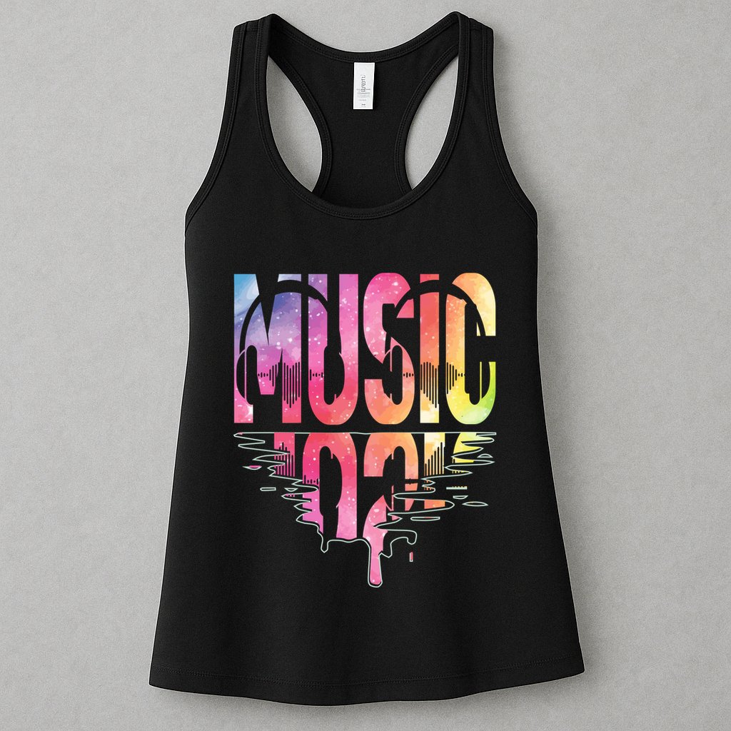 Retro Music Sunset Womens Tank Top