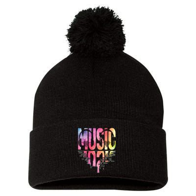 Retro Music Sunset Pom Pom 12in Knit Beanie