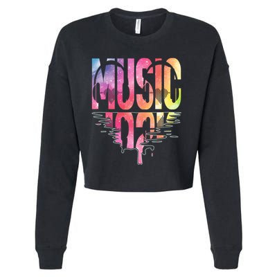 Retro Music Sunset Cropped Pullover Crew