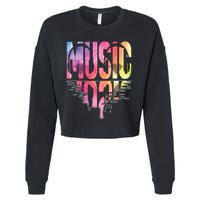 Retro Music Sunset Cropped Pullover Crew