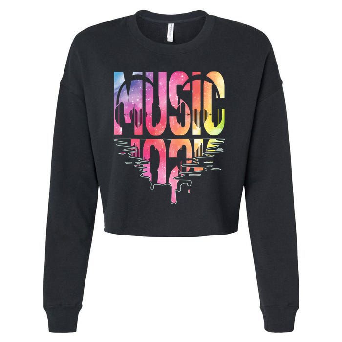 Retro Music Sunset Cropped Pullover Crew