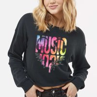 Retro Music Sunset Cropped Pullover Crew