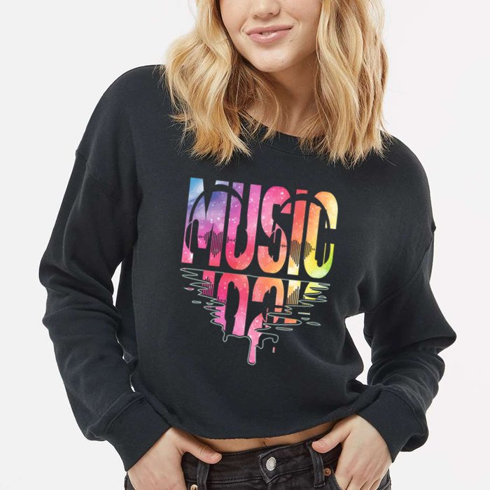 Retro Music Sunset Cropped Pullover Crew