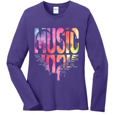 Retro Music Sunset Ladies Long Sleeve Shirt